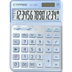 CTIFREE CL-140E BLUE kék ergonómikus számológép, 145x198mm, 14 számjegy, dual power, 2 év garancia