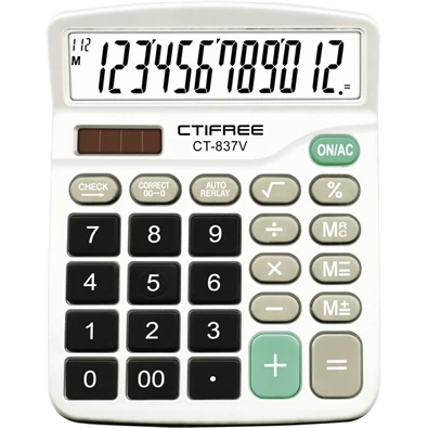 CTIFREE CT-837V számológép, 120x150mm, 12 számjegy, dual power, 2 év garancia