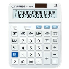 CTIFREE CT-729W fehér számológép, 153x203mm, 14 számjegy, dual power, 2 év garancia