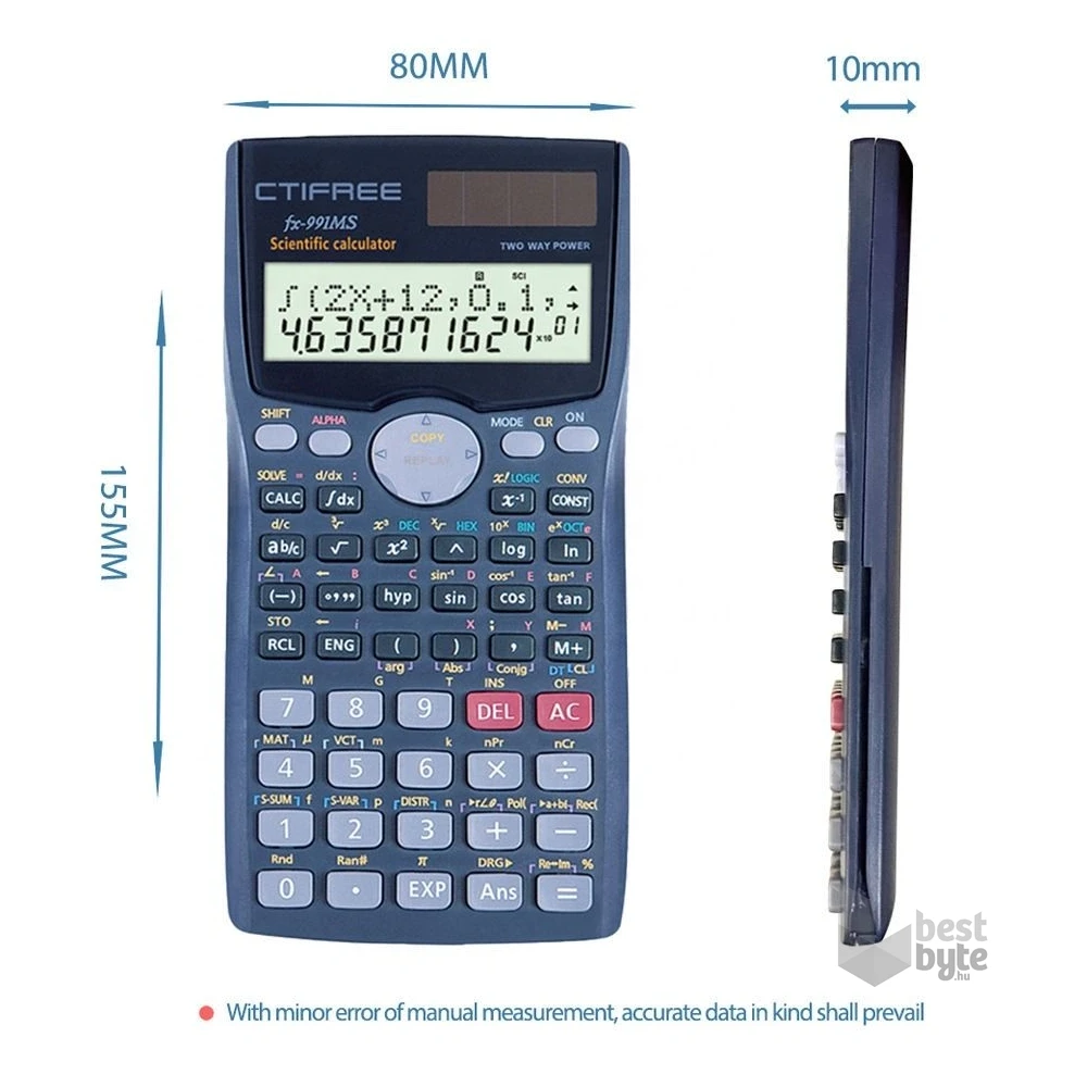 CTIFREE FC-991 MS tudományos számológép, 80x155mm, dual power, 2 év garancia