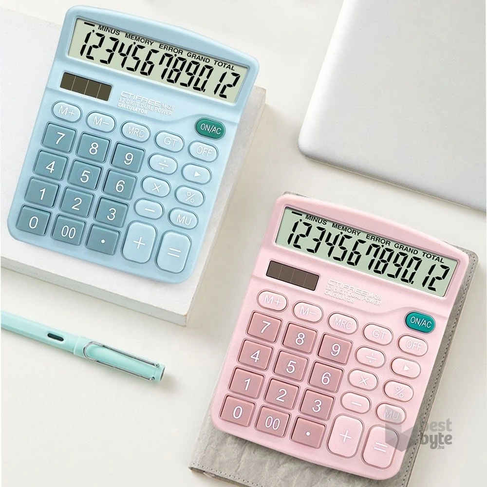 CTIFREE M-28-C PINK rózsaszín számológép, 120x150mm, 12 számjegy, dual power, 2 év garancia