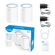 CUDY M1200(2-Pack) kétsávos AC1200 WIFI MESH fehér router (2db-os szett)