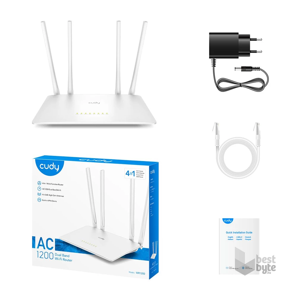 CUDY WR1200 kétsávos AC1200 WIFI fehér router