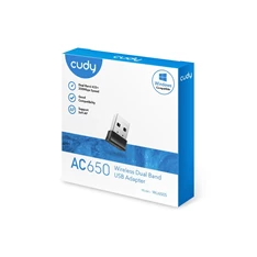 CUDY WU650 kétsávos AC650 WIFI USB mini fekete adapter