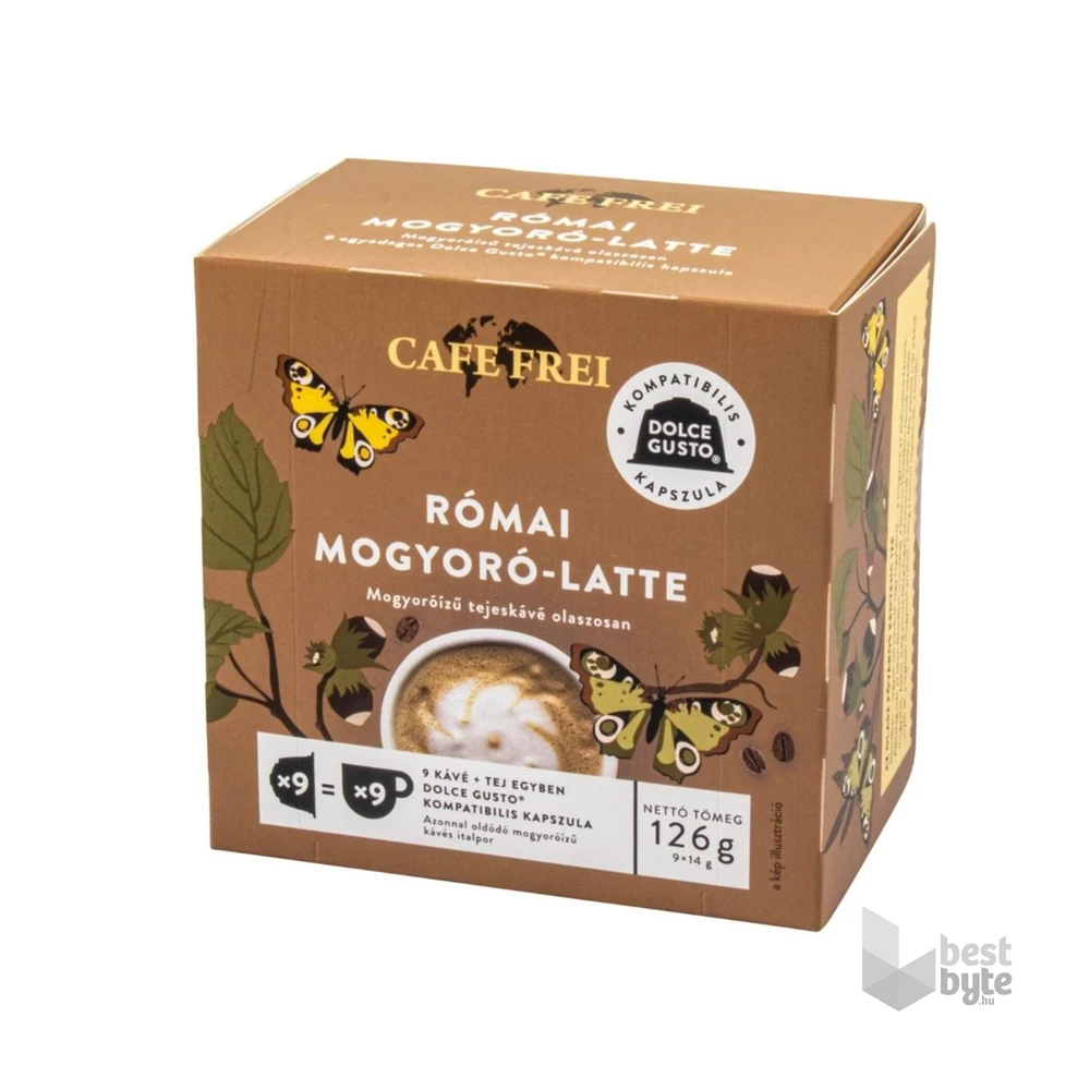 Cafe Frei Római mogyoró latte dolce gusto kompatibilis 9 db kávékapszula