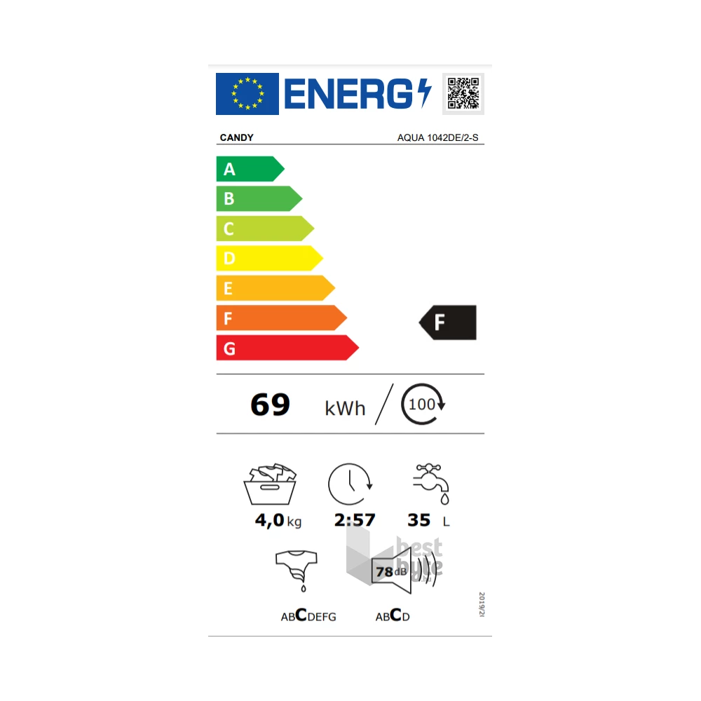 Candy AQUA 1042 DE/2-S keskeny elöltöltős mosógép
