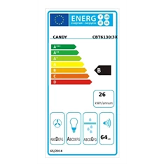 Candy CBT6130/3X ezüst, beépíthető, hagyományos, méret:60 cm, teleszkópos, zajszint:64 dB, páraelszívó