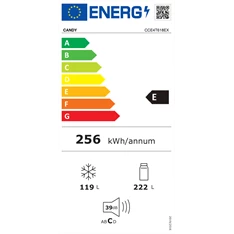 Candy CCE4T618EX inox, alulfagyasztós, Hűtő:222L, Fagyasztó:119L, No frost hűtőszekrény