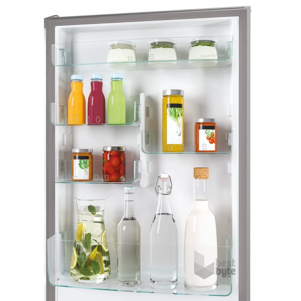 Candy CCE4T618EX inox, alulfagyasztós, Hűtő:222L, Fagyasztó:119L, No frost hűtőszekrény