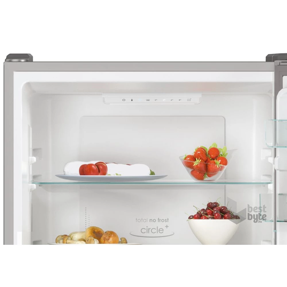 Candy CCE4T618EX inox, alulfagyasztós, Hűtő:222L, Fagyasztó:119L, No frost hűtőszekrény