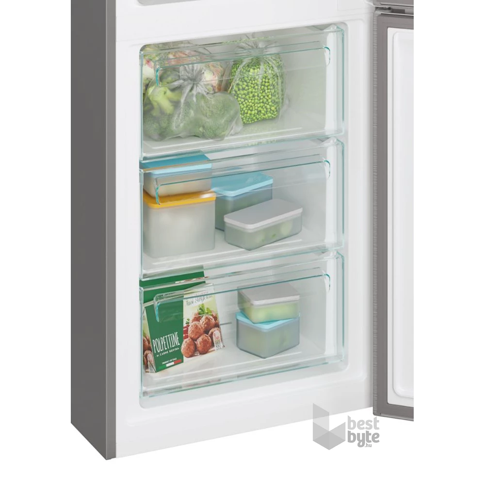 Candy CCE4T618EX inox, alulfagyasztós, Hűtő:222L, Fagyasztó:119L, No frost hűtőszekrény