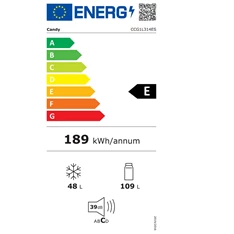 Candy CCG1L314ES ezüst, alulfagyasztós, Hűtő:109L, Fagyasztó:48L, Low frost hűtőszekrény