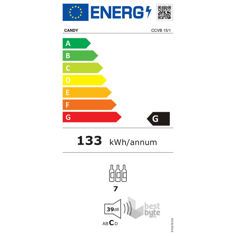 Candy CCVB 15/1 beépíthető, Palack:7db, borhűtő