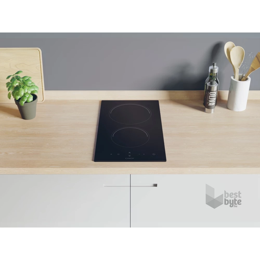 Candy CDH30 fekete, beépíthető, elektromos üvegkerámia, főzőzóna: 2, beépíthető méret: 27cm, főzőlap