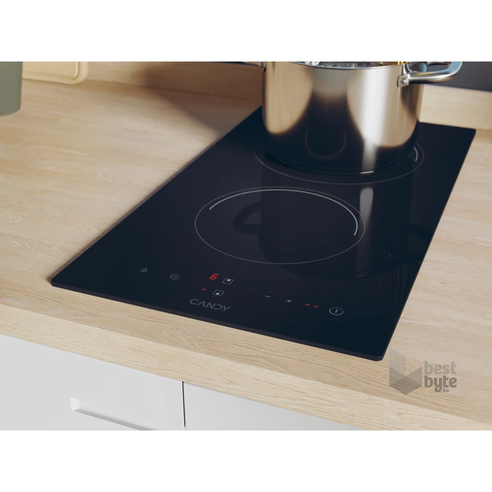 Candy CDH30 fekete, beépíthető, elektromos üvegkerámia, főzőzóna: 2, beépíthető méret: 27cm, főzőlap