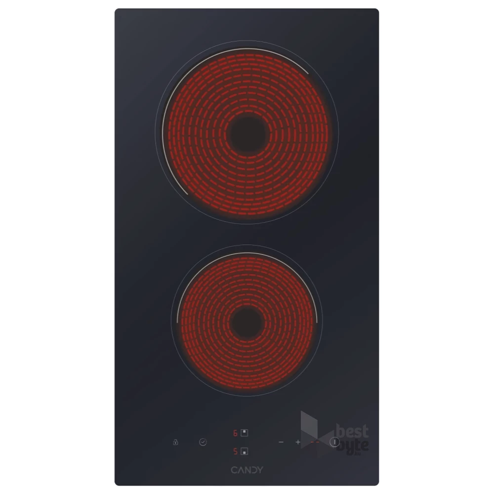 Candy CDH30 fekete, beépíthető, elektromos üvegkerámia, főzőzóna: 2, beépíthető méret: 27cm, főzőlap