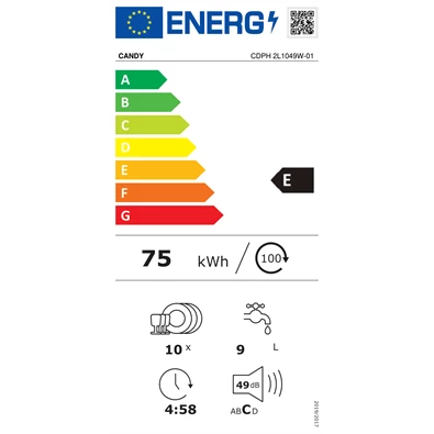 Candy CDPH 2L1049W-01 keskeny 10 terítékes mosogatógép