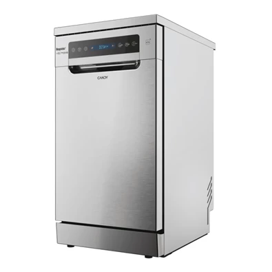 Candy CF1C7SB1FX inox, programok száma: 8, keskeny szabadonálló, 11 terítékes mosogatógép 