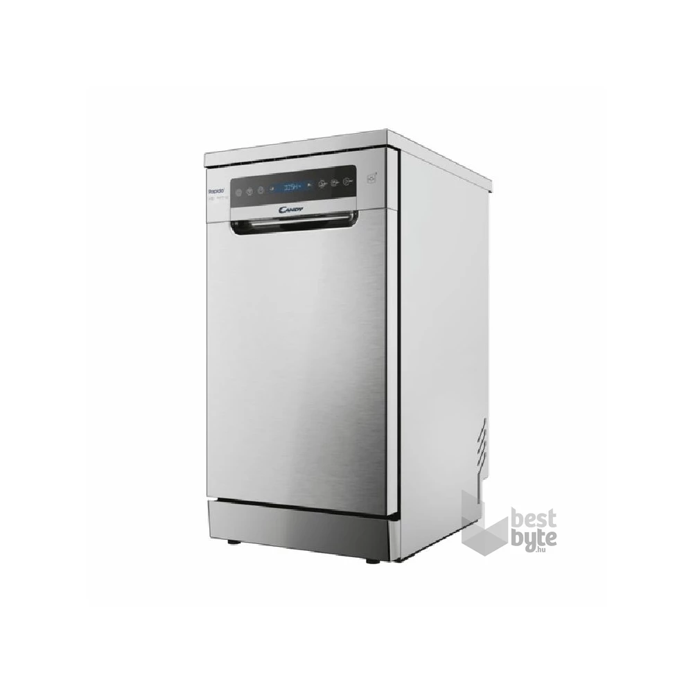 Candy CF1C7SB1FX inox, programok száma: 8, keskeny szabadonálló, 11 terítékes mosogatógép 