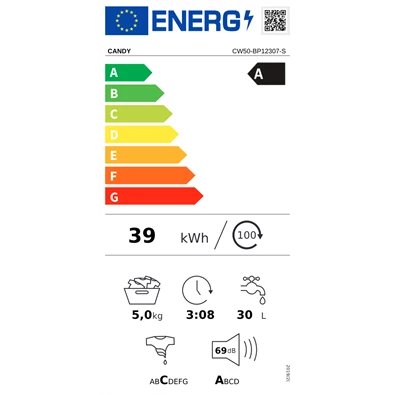Candy CW50-BP12307-S elöltöltős mosógép