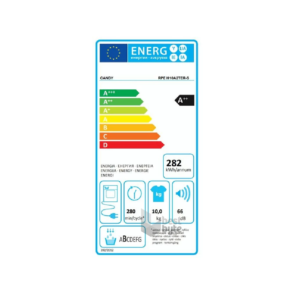 Candy RPE H10A2TER-S fehér, 10 kg, hőszivattyús, szárítógép