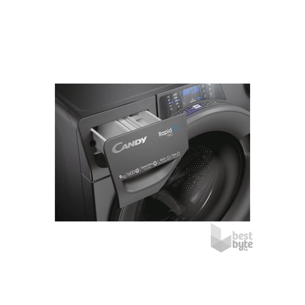 Candy RP 696BWMRR/1-S antracit, elöltöltős, max.1600ford., 9 kg, mosógép