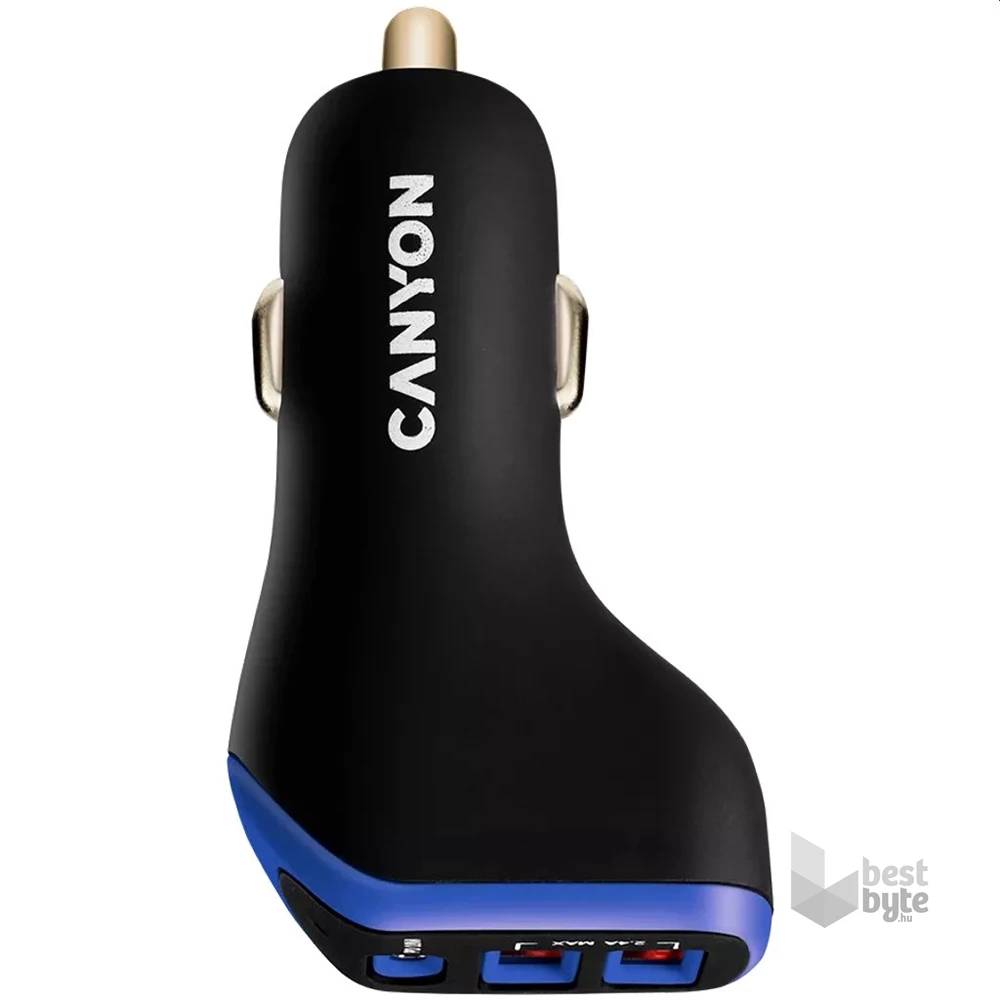 Canyon CNE-CCA08PU PD 18W USB-C/2xUSB-A fekete/lila autós töltő