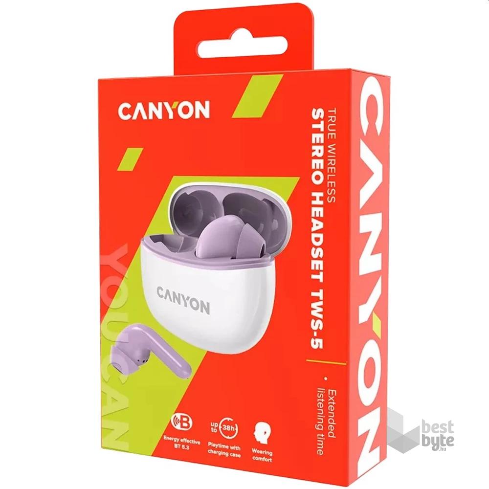 Canyon TWS-5 True Wireless Bluetooth lila-fehér fülhallgató
