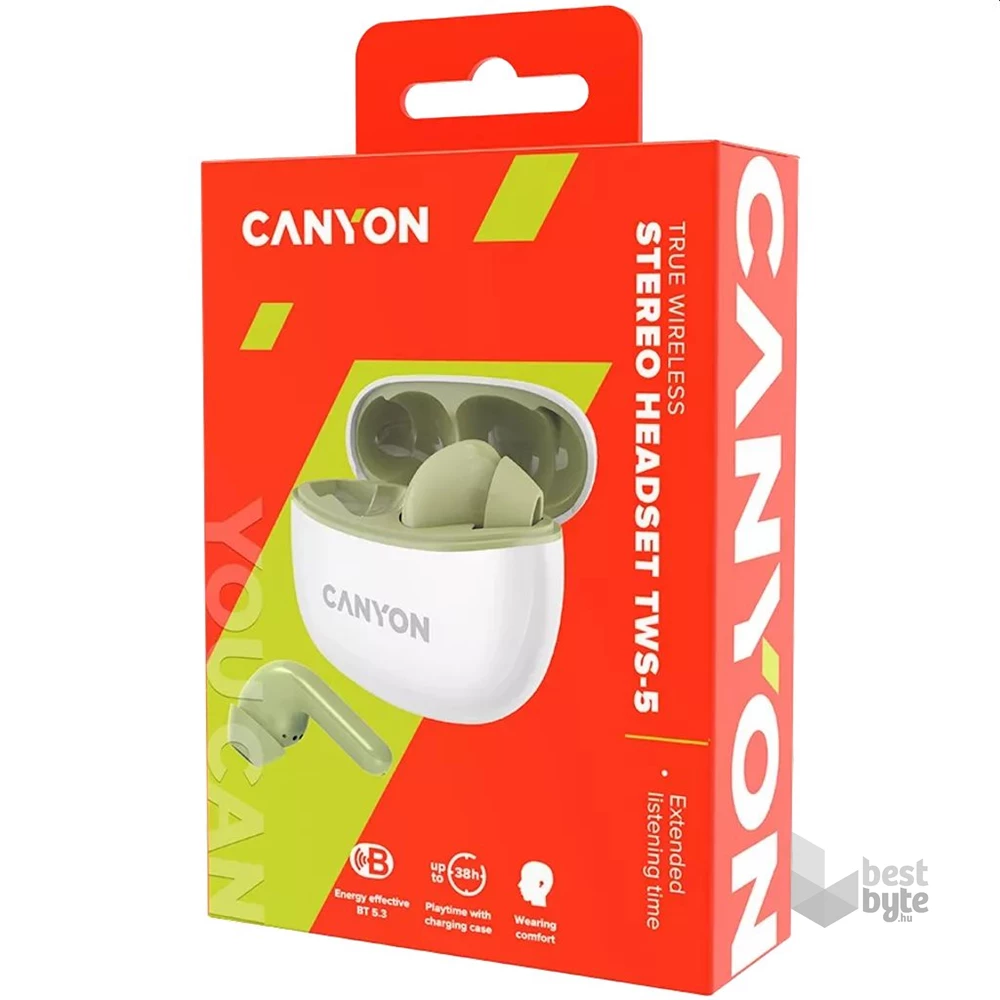 Canyon TWS-5 True Wireless Bluetooth zöld-fehér fülhallgató