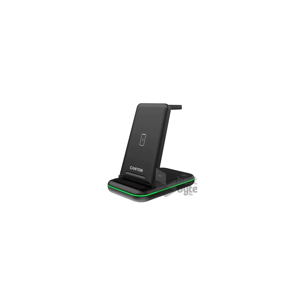 Canyon WS-304 3-in-1 15W univerzális vezeték nélküli töltő adapter fekete (Qi)