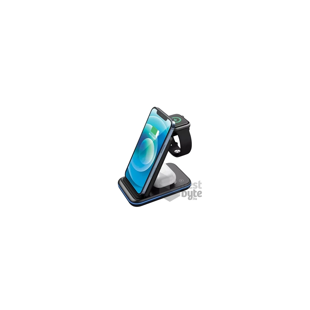 Canyon WS-304 3-in-1 15W univerzális vezeték nélküli töltő adapter fekete (Qi)