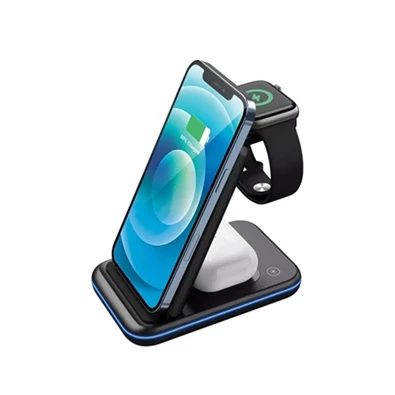 Canyon WS-304 3-in-1 15W univerzális vezeték nélküli töltő adapter fekete (Qi)