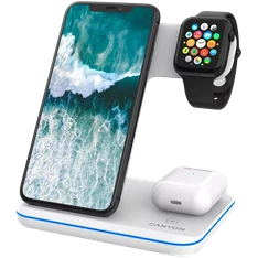 Canyon WS-303 3-in-1 15W univerzális vezeték nélküli töltő adapter fehér (Qi)