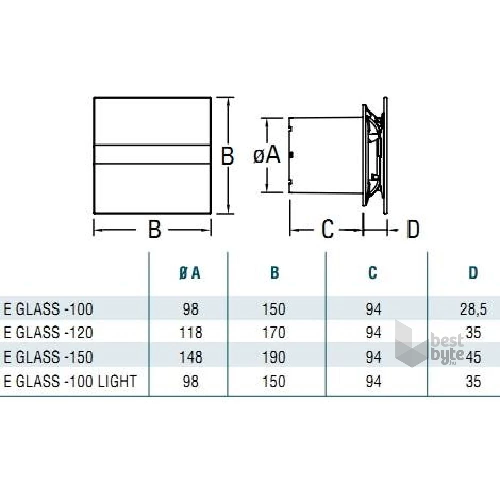 Cata E-100 GSTH szellőző ventilátor