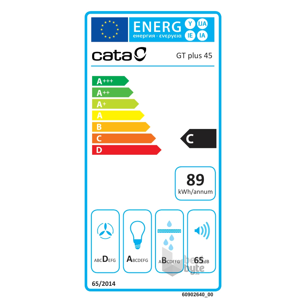 Cata GT-45 plus BK/M fekete, beépíthető, álkürtős, méret:49,2 cm, zajszint:65 dB, páraelszívó (Használt - B)