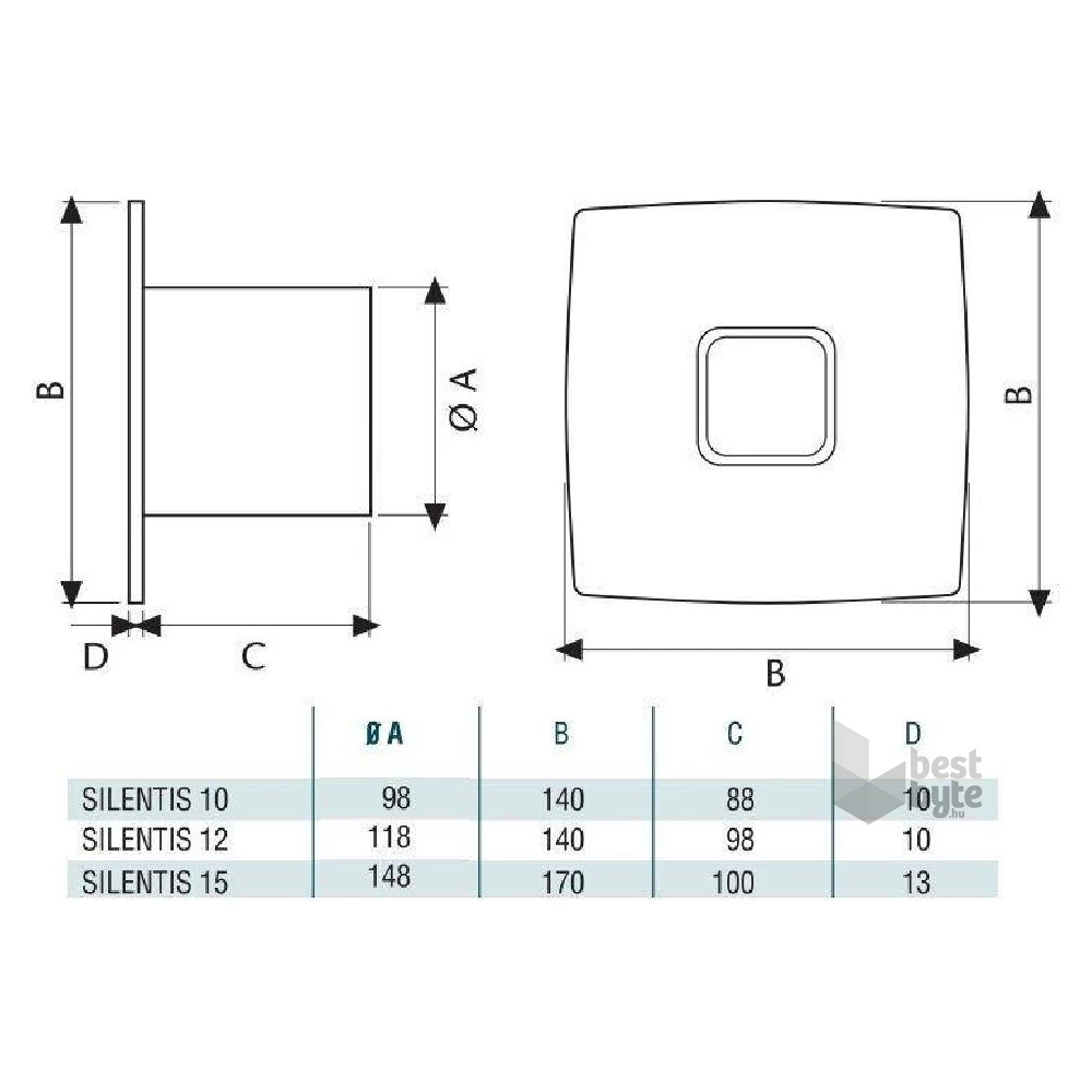 Cata Silentis 10 timer Low Noise szellőző ventilátor
