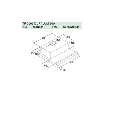 Cata TF-2003/60 LED duralum inox teleszkópos páraelszívó