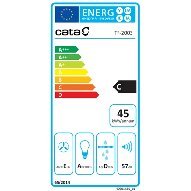 Cata TF-2003/60 LED fekete, beépíthető, hagyományos, méret:60 cm, teleszkópos, zajszint:57 dB, páraelszívó