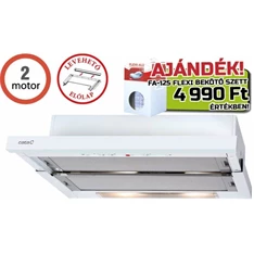 Cata TF-5260 WH/L fehér, beépíthető, kihúzható, méret:60 cm, teleszkópos, zajszint:65 dB, páraelszívó+FA125/3bekötőszett