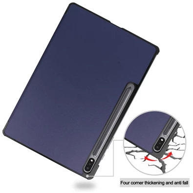 Gigapack GP-122940 Galaxy Tab S7 Plus WIFI 5G (SM-T976) / S8 Plus (SM-X806/X800) sötétkék bőr hatású oldalra nyíló tok