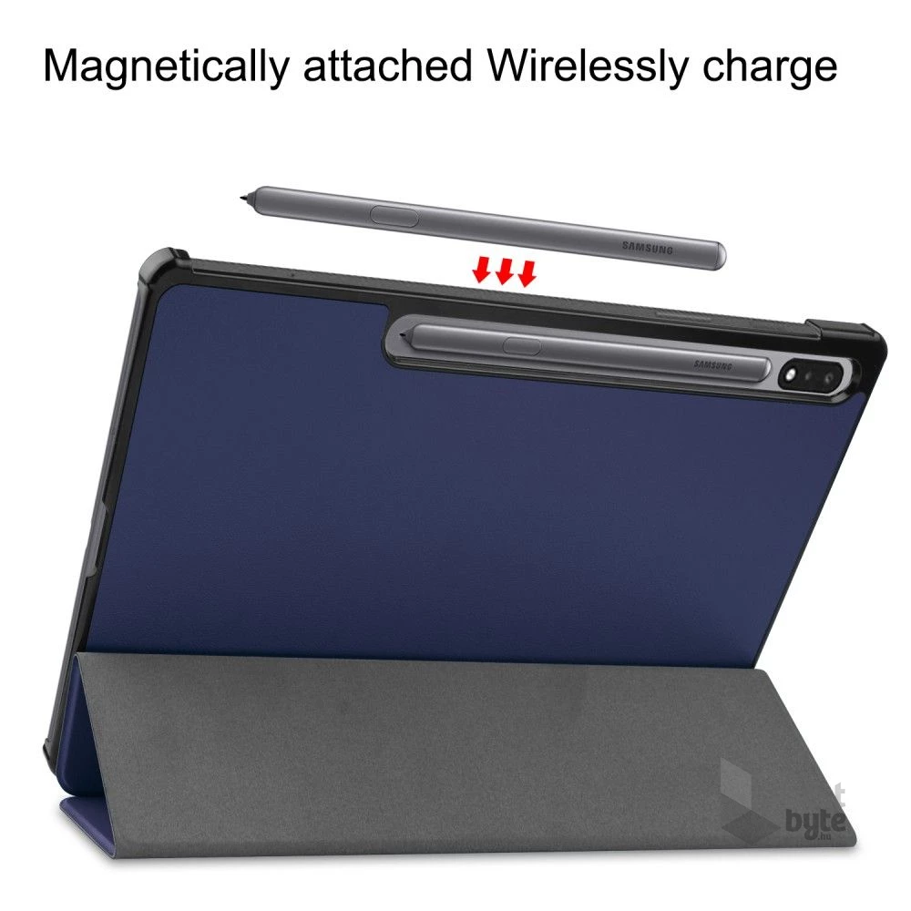 Gigapack GP-122940 Galaxy Tab S7 Plus WIFI 5G (SM-T976) / S8 Plus (SM-X806/X800) sötétkék bőr hatású oldalra nyíló tok