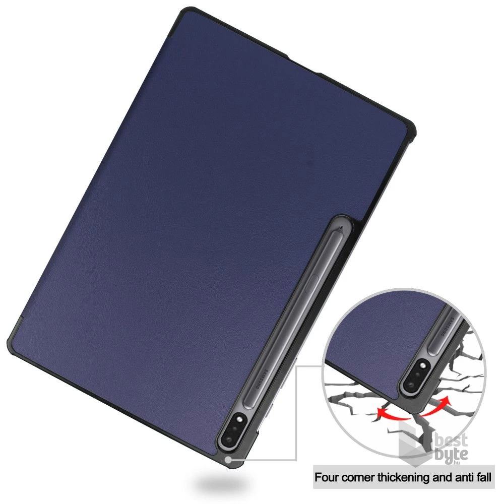 Gigapack GP-122940 Galaxy Tab S7 Plus WIFI 5G (SM-T976) / S8 Plus (SM-X806/X800) sötétkék bőr hatású oldalra nyíló tok