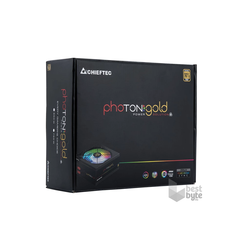Chieftec Photon Gold GDP-750C-RGB 750W 90+ GOLD PFC 14 cm RGB ventilátorral dobozos tápegység