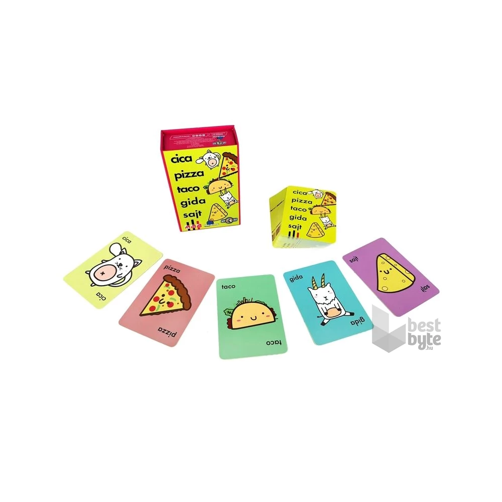 Cica, pizza, taco, gida, sajt kártyajáték