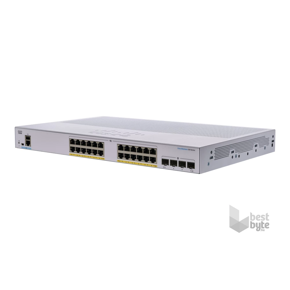 CISCO Cisco CBS350-24P-4X 24x GbE PoE+ LAN 4x SFP+ port L3 menedzselhető PoE+ switch