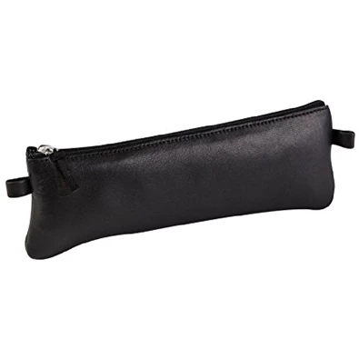 Clairefontaine 19x7cm lapos bőr fekete tolltartó