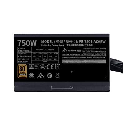 Cooler Master MWE 750W Bronze V2 12cm ventilátorral dobozos tápegység