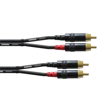 Cordial CFU 1.5 CC Unbalanced Twin 1,5m fekete 2x RCA apa - 2x RCA apa kábel