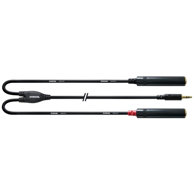 Cordial CFY 0.3 WGG Y-Adapter 0,3m fekete 3,5mm Jack apa - 2x 6,3mm Jack anya kábel