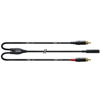 Cordial CFY 0.3 YCC Y-Adapter 0,3m fekete 3,5mm Jack anya - 2x RCA apa kábel